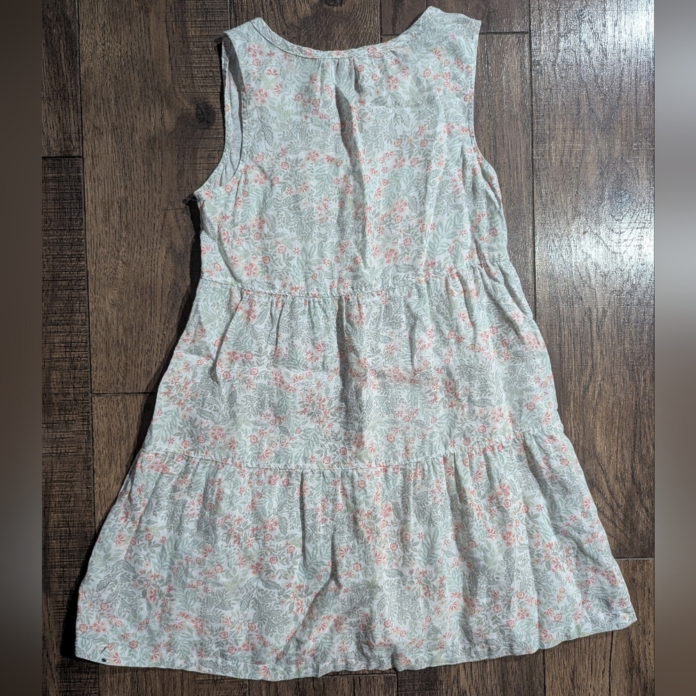 Joie Women's 100% Linen Tiered Summer Dress Size XS Soft Peach & Green On Cream - Picture 10 of 14